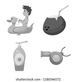 Vector design of pool and swimming icon. Collection of pool and activity stock symbol for web.