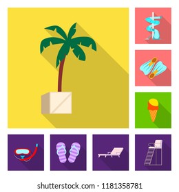 Vector design of pool and swimming icon. Collection of pool and activity stock vector illustration.
