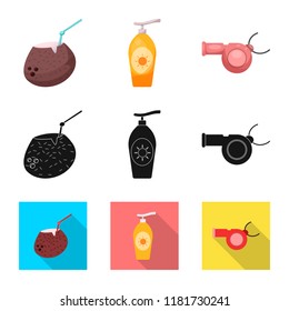 Vector design of pool and swimming icon. Set of pool and activity vector icon for stock.