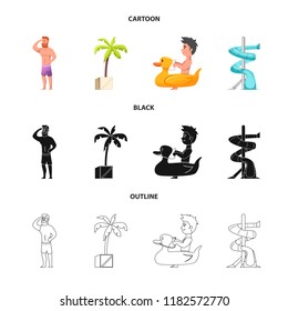 Vector design of pool and swimming icon. Collection of pool and activity vector icon for stock.