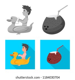 Vector design of pool and swimming icon. Collection of pool and activity stock symbol for web.