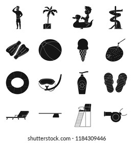 Vector design of pool and swimming icon. Collection of pool and activity stock symbol for web.