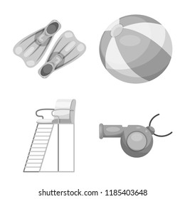 Vector design of pool and swimming icon. Collection of pool and activity vector icon for stock.