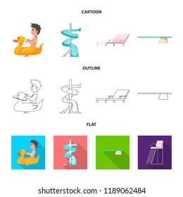 Vector design of pool and swimming icon. Collection of pool and activity vector icon for stock.
