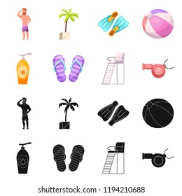 Vector design of pool and swimming icon. Collection of pool and activity vector icon for stock.