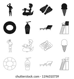 Vector design of pool and swimming icon. Set of pool and activity stock vector illustration.