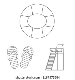 Vector design of pool and swimming icon. Collection of pool and activity stock symbol for web.