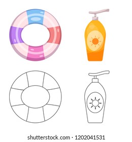 Vector design of pool and swimming icon. Collection of pool and activity stock symbol for web.