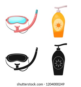 Vector design of pool and swimming icon. Set of pool and activity stock vector illustration.