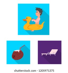 Vector design of pool and swimming icon. Set of pool and activity stock symbol for web.