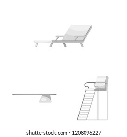 Vector design of pool and swimming icon. Set of pool and activity stock symbol for web.