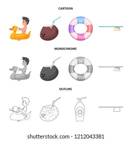 Vector design of pool and swimming icon. Set of pool and activity stock symbol for web.