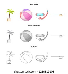 Vector design of pool and swimming icon. Set of pool and activity stock symbol for web.