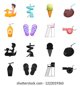 Vector design of pool and swimming icon. Collection of pool and activity stock symbol for web.