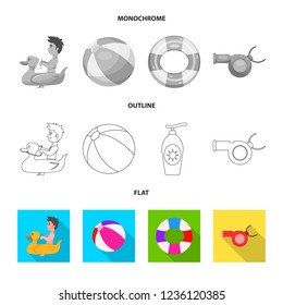 Vector design of pool and swimming icon. Collection of pool and activity stock vector illustration.