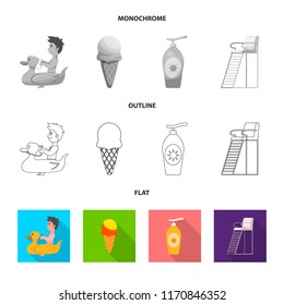 Vector design of pool and swimming logo. Set of pool and activity stock symbol for web.