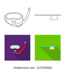 Vector design of pool and swimming logo. Collection of pool and activity vector icon for stock.