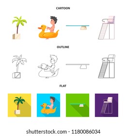 Vector design of pool and swimming logo. Set of pool and activity stock vector illustration.