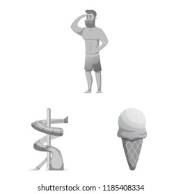 Vector design of pool and swimming logo. Set of pool and activity vector icon for stock.