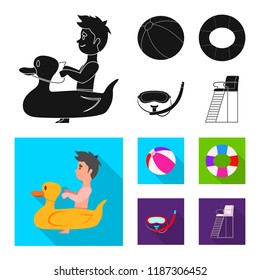 Vector design of pool and swimming logo. Set of pool and activity vector icon for stock.