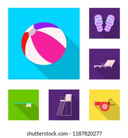 Vector design of pool and swimming logo. Collection of pool and activity vector icon for stock.