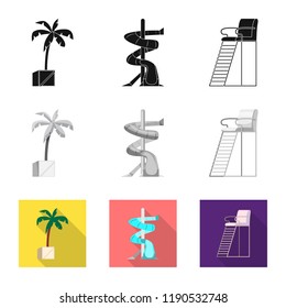 Vector design of pool and swimming logo. Collection of pool and activity vector icon for stock.