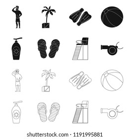 Vector design of pool and swimming logo. Set of pool and activity stock symbol for web.