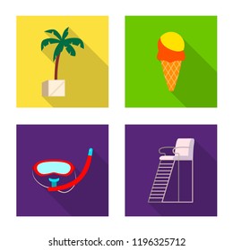 Vector design of pool and swimming logo. Set of pool and activity stock symbol for web.