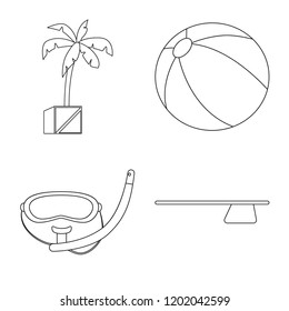 Vector design of pool and swimming logo. Set of pool and activity stock vector illustration.
