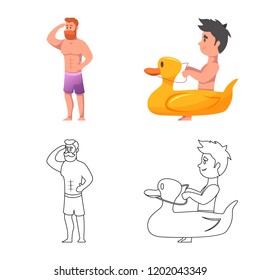 Vector design of pool and swimming logo. Set of pool and activity stock vector illustration.