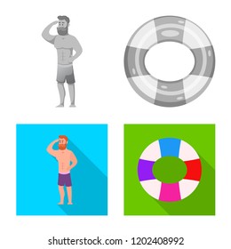 Vector design of pool and swimming logo. Set of pool and activity stock symbol for web.