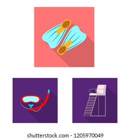 Vector design of pool and swimming logo. Set of pool and activity stock vector illustration.