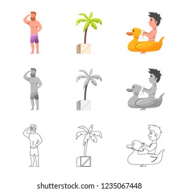 Vector design of pool and swimming logo. Set of pool and activity stock symbol for web.