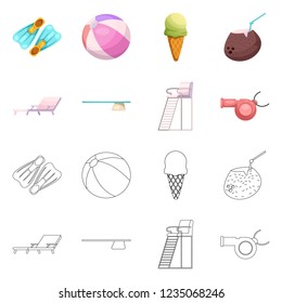 Vector design of pool and swimming logo. Collection of pool and activity stock symbol for web.
