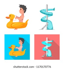 Vector design of pool and swimming sign. Collection of pool and activity stock vector illustration.