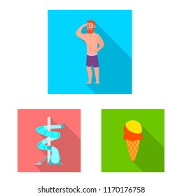 Vector design of pool and swimming sign. Collection of pool and activity vector icon for stock.