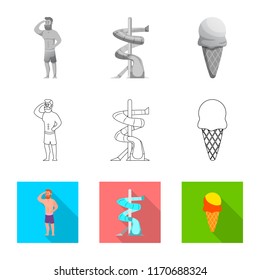 Vector design of pool and swimming sign. Set of pool and activity vector icon for stock.