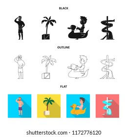 Vector design of pool and swimming sign. Set of pool and activity stock vector illustration.