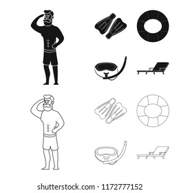 Vector design of pool and swimming sign. Set of pool and activity stock symbol for web.