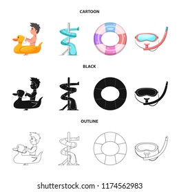 Vector design of pool and swimming sign. Collection of pool and activity vector icon for stock.