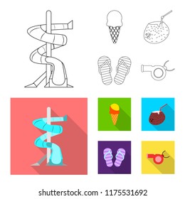 Vector design of pool and swimming sign. Collection of pool and activity stock symbol for web.