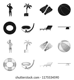 Vector design of pool and swimming sign. Collection of pool and activity vector icon for stock.
