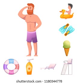 Vector design of pool and swimming sign. Collection of pool and activity stock symbol for web.
