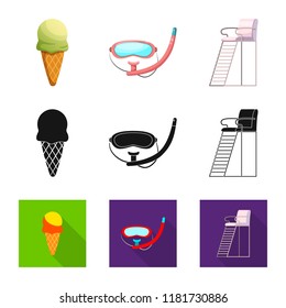 Vector design of pool and swimming sign. Collection of pool and activity stock symbol for web.