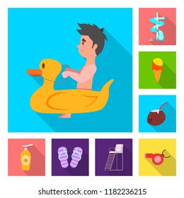 Vector design of pool and swimming sign. Collection of pool and activity stock vector illustration.