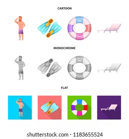 Vector design of pool and swimming sign. Set of pool and activity vector icon for stock.