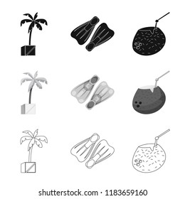 Vector design of pool and swimming sign. Set of pool and activity stock symbol for web.