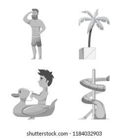 Vector design of pool and swimming sign. Collection of pool and activity stock symbol for web.