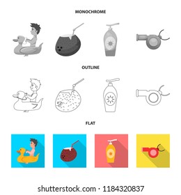 Vector design of pool and swimming sign. Collection of pool and activity stock vector illustration.