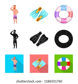 Vector design of pool and swimming sign. Set of pool and activity stock symbol for web.